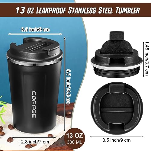 4 Pcs 13 oz Travel Coffee Mug Insulated Reusable Coffee Cups with Leakproof Lid Stainless Steel Portable Tumbler for Keep Hot or Ice Milk Tea
