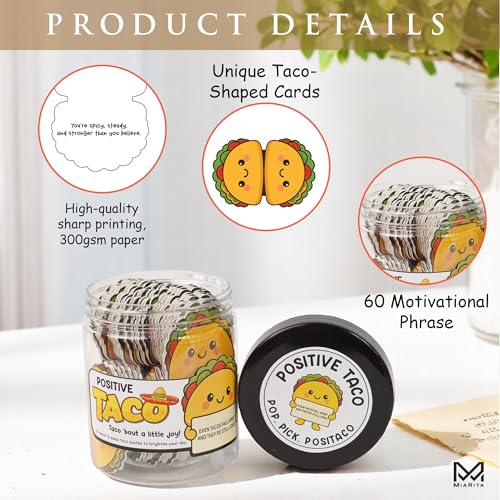 Positive Taco Jar 60 Positive Affirmation Card Birthday Gifts for Women Men