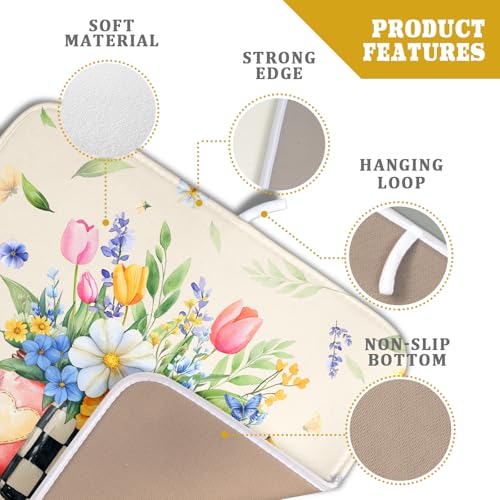 Spring Flower Vases Dish Drying Mat for Countertop