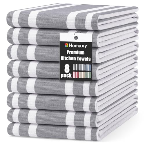 Premium Cotton Stripe Kitchen Towels 8 Pack (8 Count)