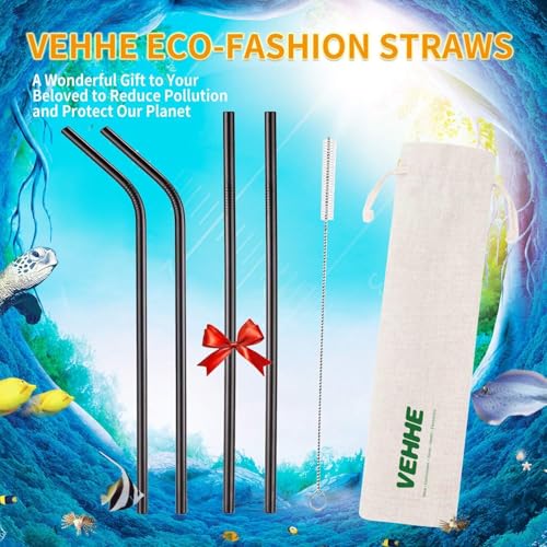 Black Metal Straws (4 Count)