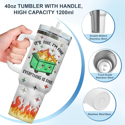 Dumpster Fire This Little 40 oz Tumbler with Handle