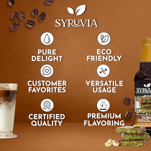 Coffee Syrup Dubai Chocolate Flavored Syrup for Drinks (25.4 Fl Oz)