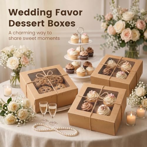 6x6x3Inch Cupcake Boxes with Window (50 Count)