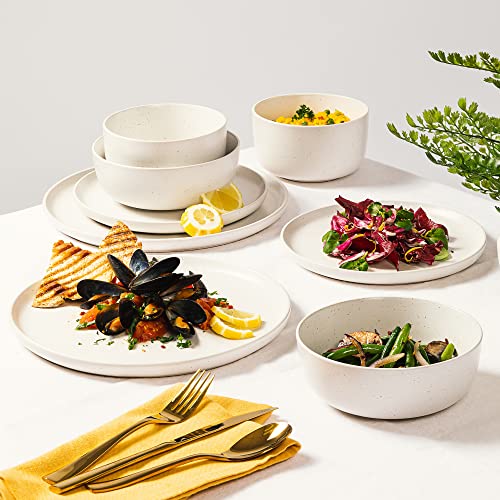 James Street Stoneware Matte Reactive Double Bowl Dinnerware Set