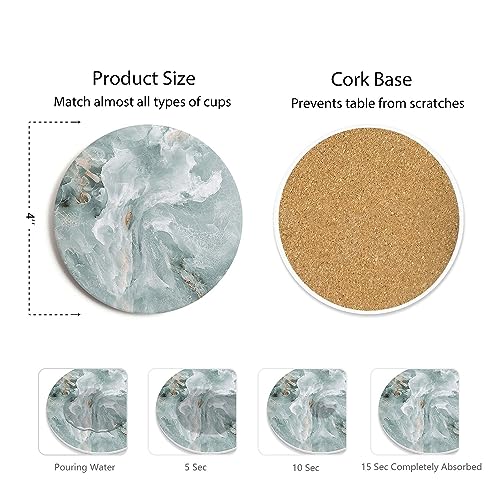Set of 6 Abstract Marble Coasters with Holder (6 Count)