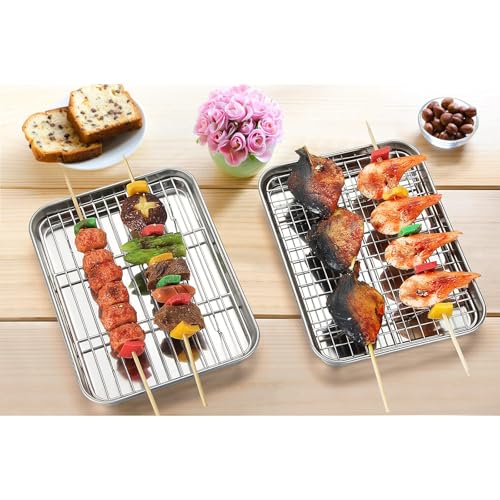 Stainless Steel Baking Sheet Cookie Sheet Pan with Cooling Rack Set of 4