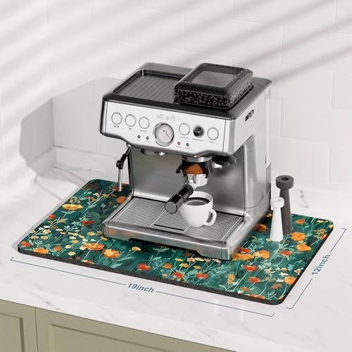 Coffee Mat 12" x 19" Cute Coffee Bar Mats for Espresso Machine Station Accessories and Organizer