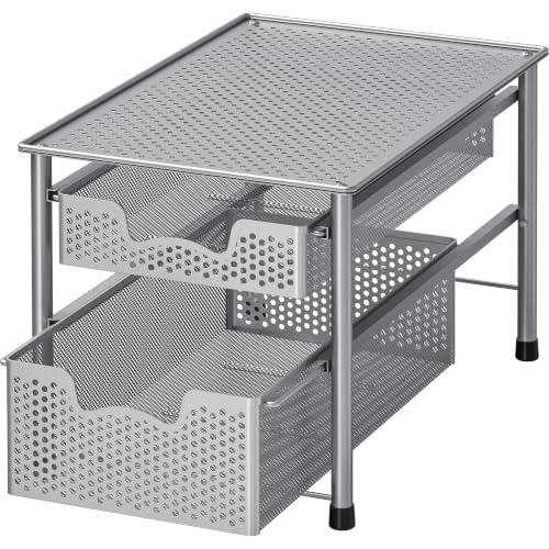 Stackable 2 Tier Sliding Basket Organizer Drawer