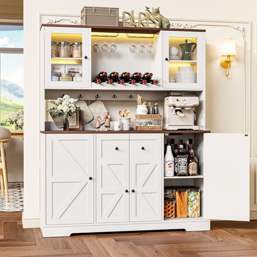 68" Tall Kitchen Pantry Storage Cabinet with Charging Station