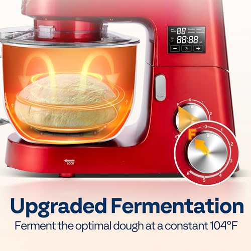 9-in-1 Stand Mixer with Fermentation & Timer, 7.5-Quart, Red