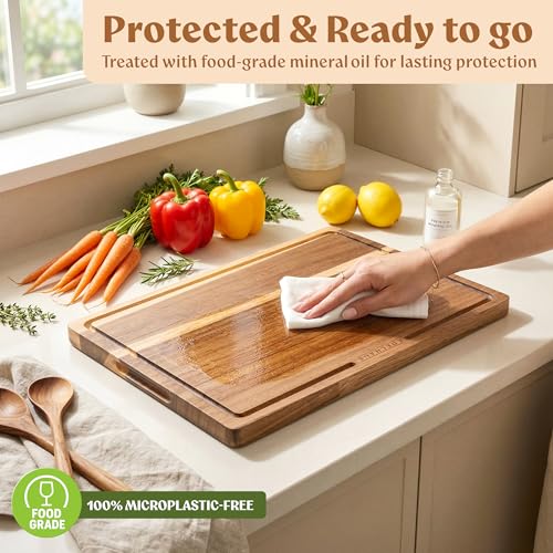 Acacia Wood Cutting Boards for Kitchen Set of 3 (3 Count)