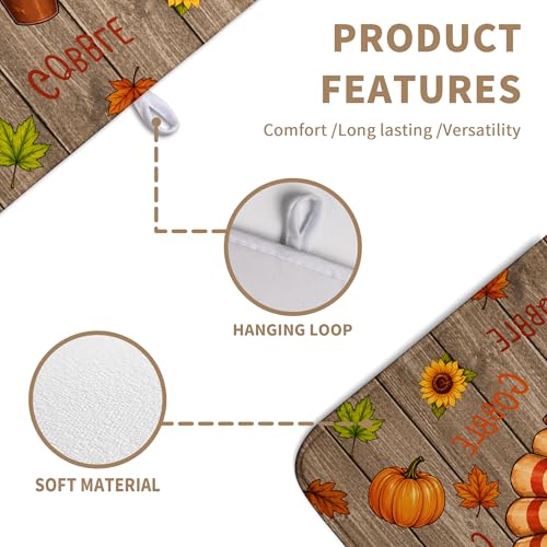 Happy Thanksgiving Turkey Dish Drying Mats Fall Pumpkin Dish Mat Drying Matt Autumn Dishes Dryer Pad for Kitchen Counter Absorbent Microfiber Washable Foldable Reusable 18x24 in