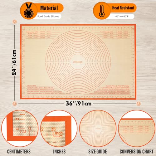 Silicone Pastry Mat 36x24 Inch Nonstick Baking Mat