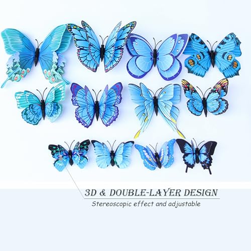 3D Butterfly Wall Decor Butterfly Decorations Stickers with Magnets (72 Count)