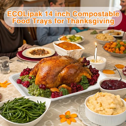 100 Pack 14 in Compostable White Disposable Food Crawfish Trays (100 Count)