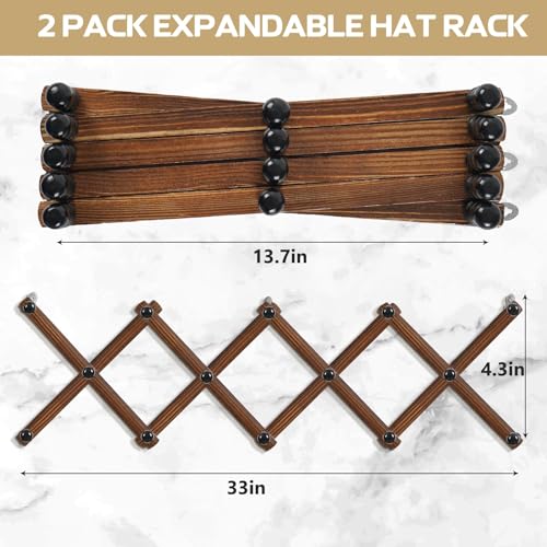 2 Pack Accordion Hat Rack for Wall