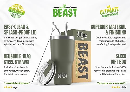 Beast 30 oz Tumbler Stainless Steel Vacuum Insulated Coffee Ice Cup Double Wall Travel Flask