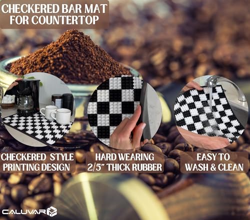 Checkered Coffee Bar Mat 18x12 in Silicone