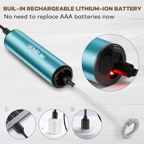 Rechargeable Milk Frother Handheld Electric Frother Wand Milk Foamer Drink Mixer for Coffee