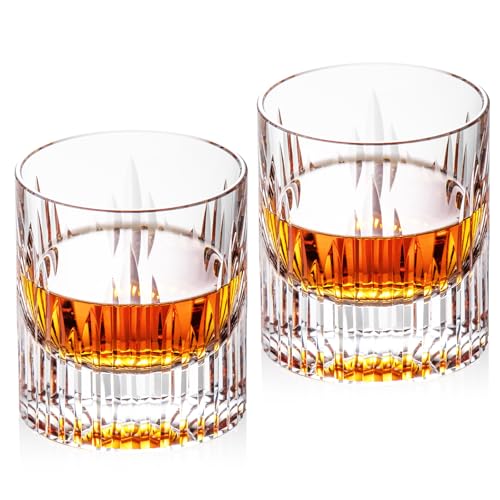Crystal Whiskey Glasses Set of 2 Hand Blown Old Fashioned Glasses (2.02 Count)