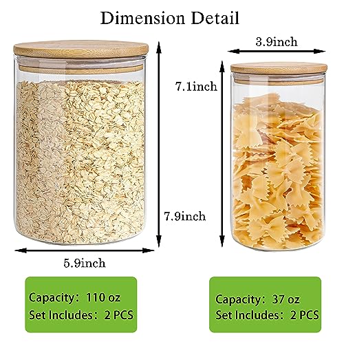 Glass Storage Jars Set Elegant Containers with Airtight Bamboo Lids