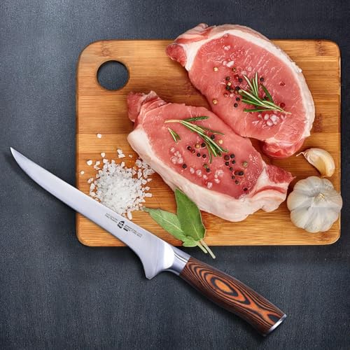 Boning Knife 7 inch Sharp Fillet Knife for Trimming Meat with Bones