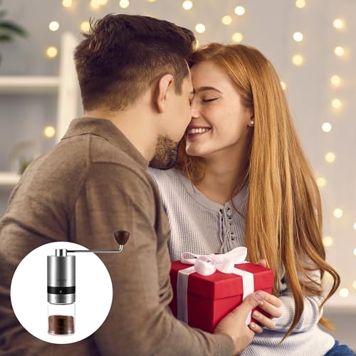 Manual Coffee Grinder Stainless Steel Burr Grinder 6 External Adjustable Setting Vintage Hand Coffee Grinder Portable Hand Crank Conical Coffee Bean Grinder Mill for Home