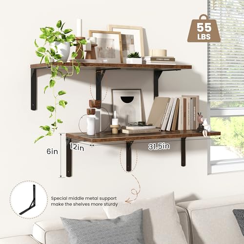 Rustic Brown 12 Inch Deep Floating Shelves Set of 2 (2 Count)
