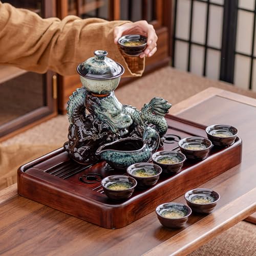 Ceramic Teapot with Infuser Semi Automatic Tea Set Magic Teapot with 8 cups Gradient Color