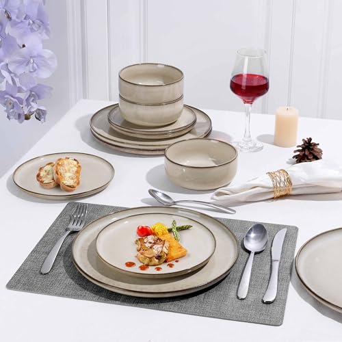 Ceramic 7.9 Inch Dinner Dessert Plates Set of 4 (4 Count)