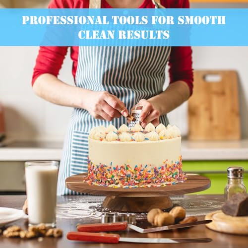 61 Pcs Cake Decorating Kit with 12" Wooden Cake Stand Turntable Includes Piping Tips (61 Count)