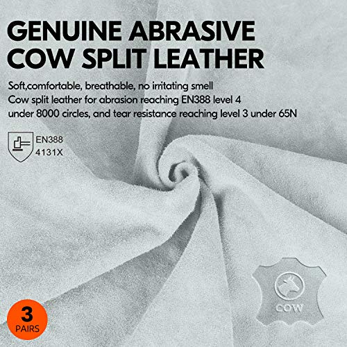 Unlined Full Leather Work Gloves (3 Count)