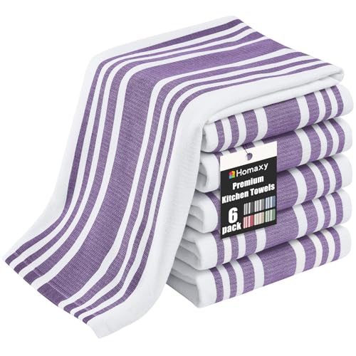 Premium Cotton Stripe Kitchen Towels 6 Pack (6 Count)