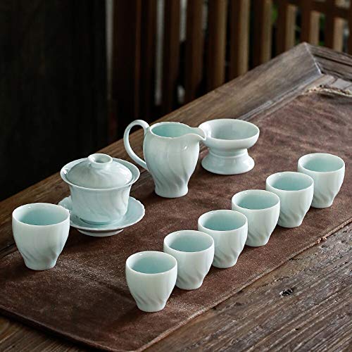 Tea Set Personality Tea Set Red Glaze Black Handle Oblique Teapot Oblique Teacup 10 Ceramic Tea Set Gift Box