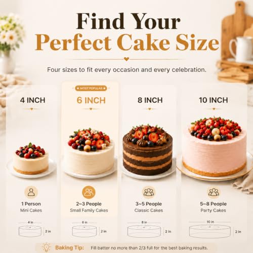6/8/10 Inch Cake Pan Set, 3 Pack Silicone Mold with Steel Frame (3 Count)