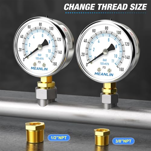 0~160Psi Dry Pressure Gauge Stainless Steel 1