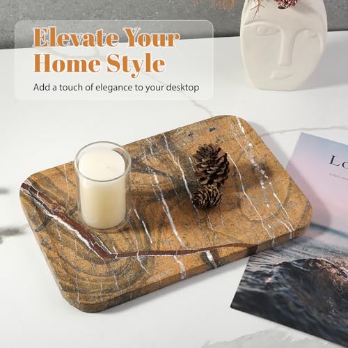 Marble Tray 12"x8" Natural Marble Vanity Tray for Countertop Bathroom Kitchen Dresser