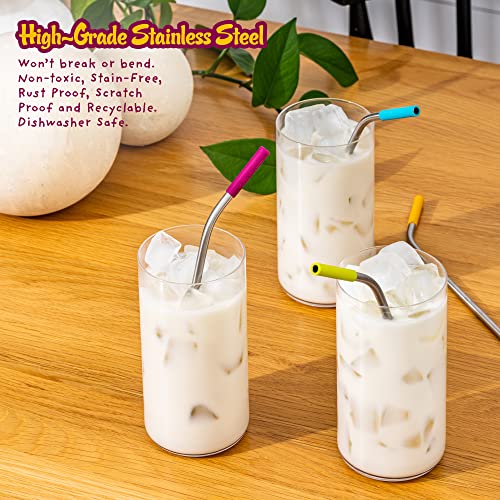 Premium Reusable Stainless Steel Drinking Straws With Silicone Tips + Patented Straw Cleaners and Carrying Case