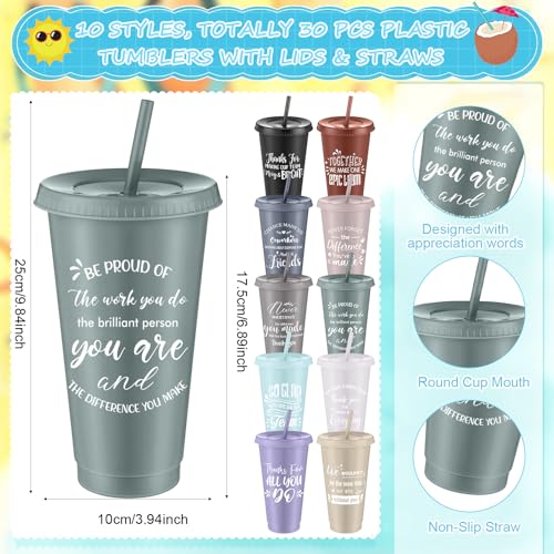 90 Pcs Employee Appreciation Gifts Bulk 24 oz Thank You Tumbler with Lid and Straw Mini Spiral Notebooks and Pens Appreciation Gifts for Team Employee Coworkers Teacher (90 Count)