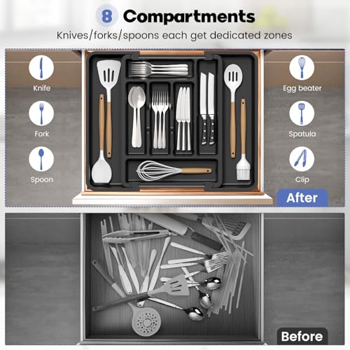 Large Silverware Organizer Tray for Kitchen Drawer Utensils Thicker