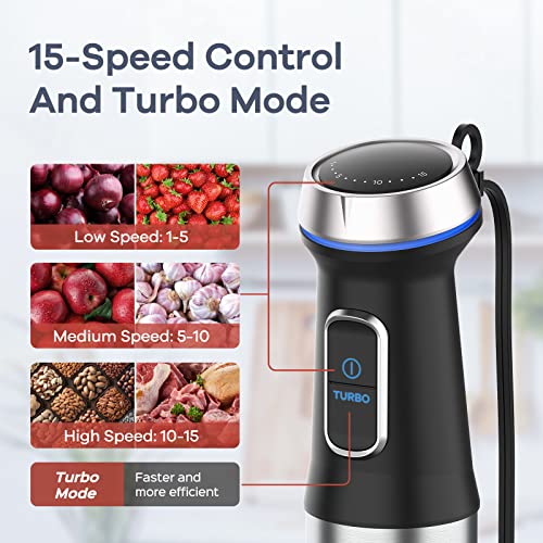 Immersion Blender Handheld Corded 8 in 1 Hand Blender Max 1000W