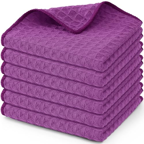 Microfiber Waffle Weave Kitchen Dish Cloths (6 Count)