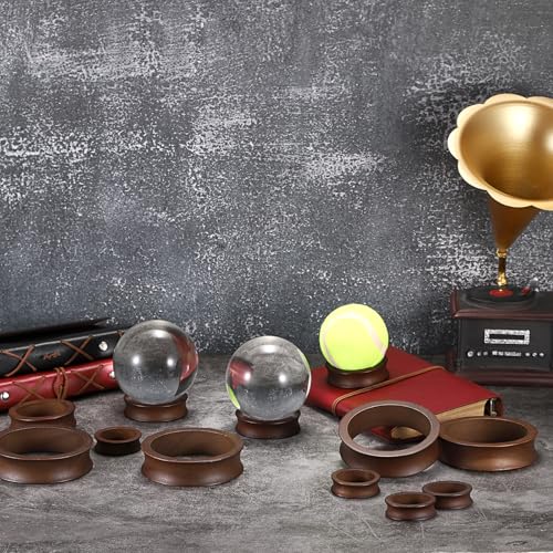 Pack of 12 Wooden Sphere Holder Display Stand for Crystal Sport Ball (12 Count)