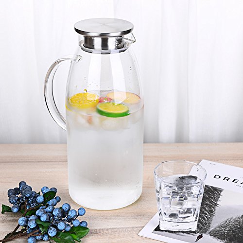 100 Ounces Large Glass Pitcher with Lid