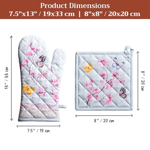 100% Cotton Oven Mitt & Pot Holder Set