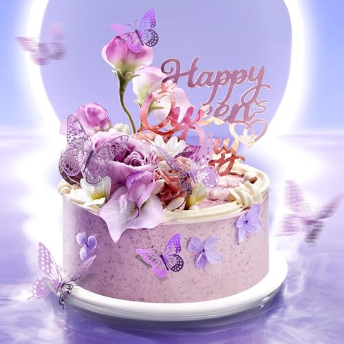 3D Butterfly Wall Decor 48 Pcs Lavender Butterfly Decorations (48 Count)