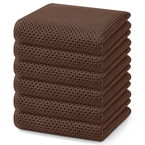 100% Cotton Waffle Weave Kitchen Dish Towels 6 (6 Count)