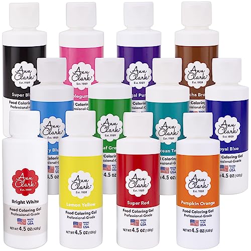 Ann Clark Food Coloring Gel Large 4.5 oz Bottles 12 Color Set Made in USA (54 Fl Oz)