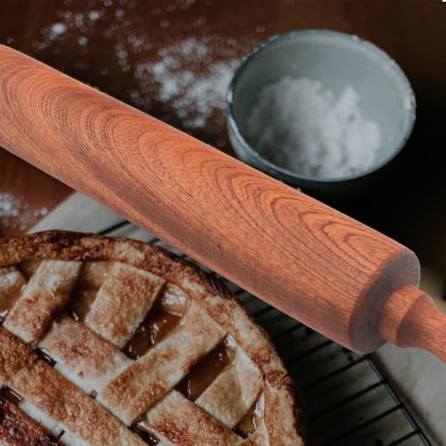 Classic Sapele Wooden Rolling Pin With Handles 17''L x 1.77"W